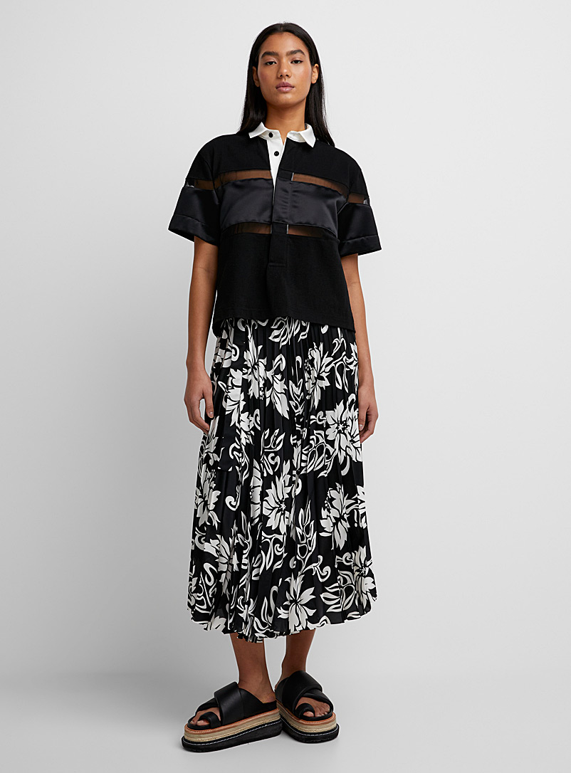 Sacai Patterned Black Floral wrap skirt for women