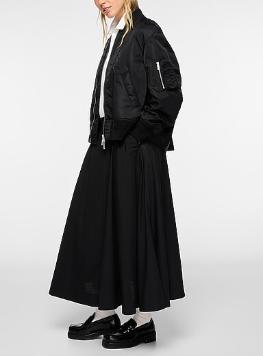 Mixed-media cargo pocket midi skirt