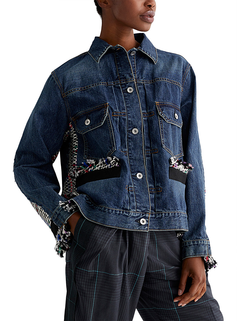 Colourful tweed and jean jacket | Sacai 