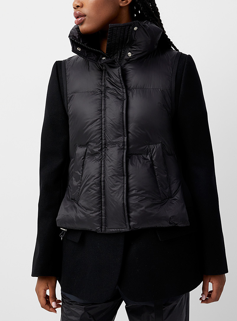 Sacai Black Hybrid coat for women