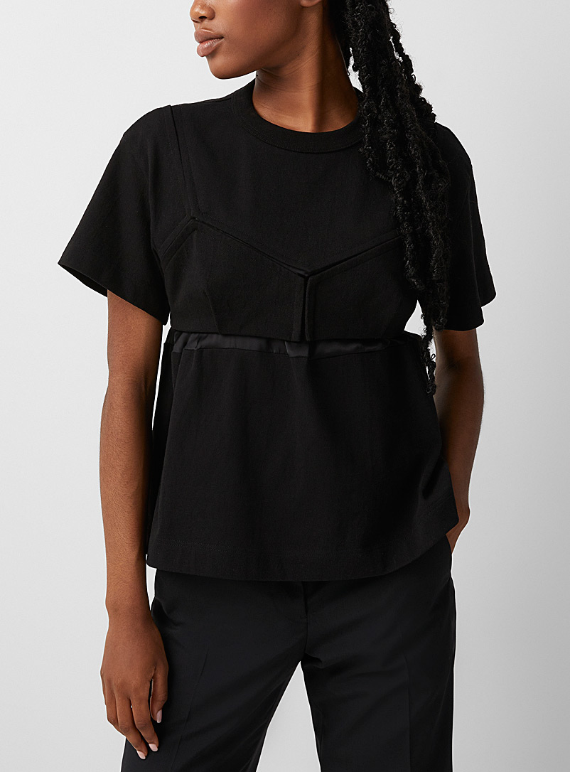 Sacai: Le t-shirt découpes bustier Noir pour femme
