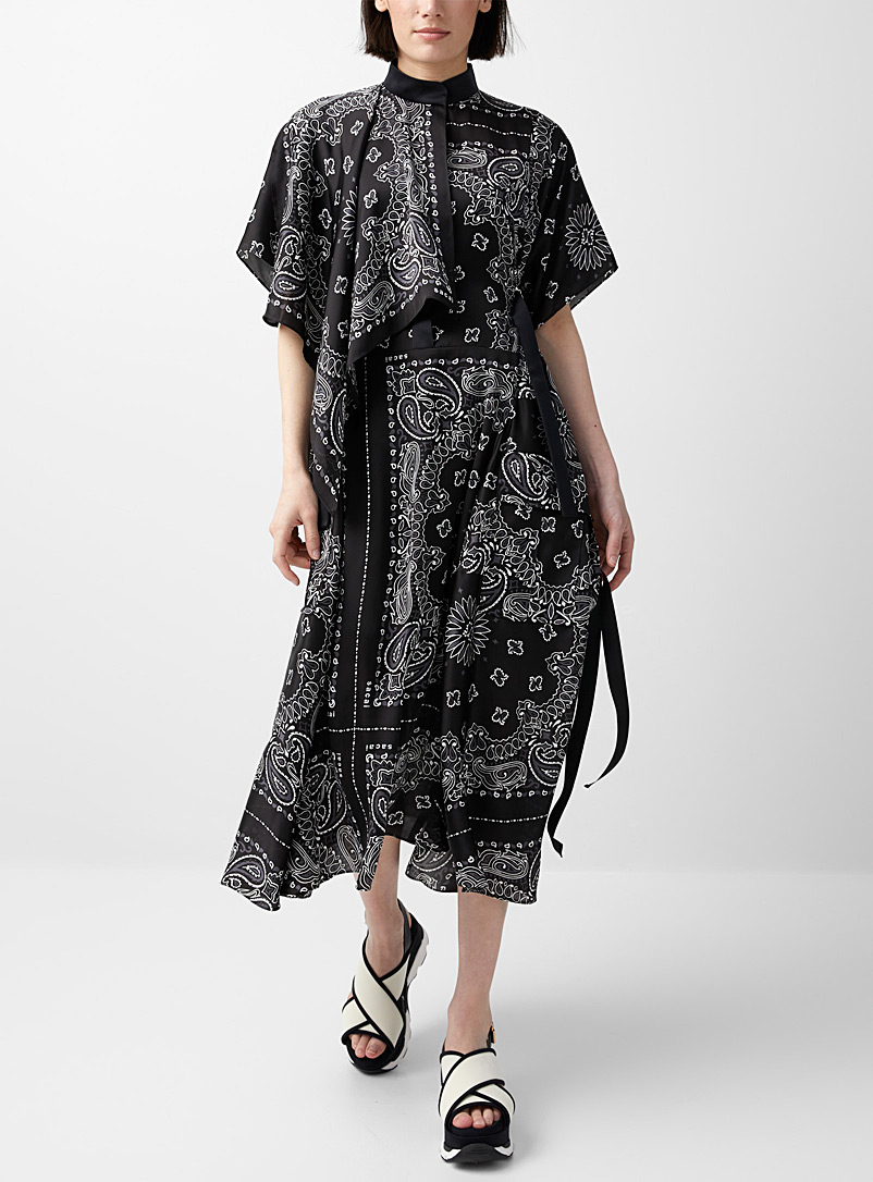 Sacai: La robe bandana asymétrique Noir pour femme