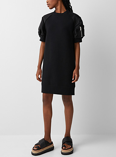 Bomber sleeves black dress | Sacai | Shop Women's Designer Sacai Items ...