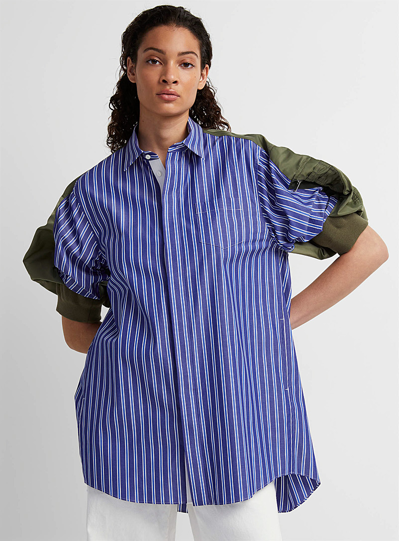 Sacai Patterned Blue Bomber-sleeve shirt for women