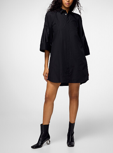 Sacai Black Poplin shirtdress for women