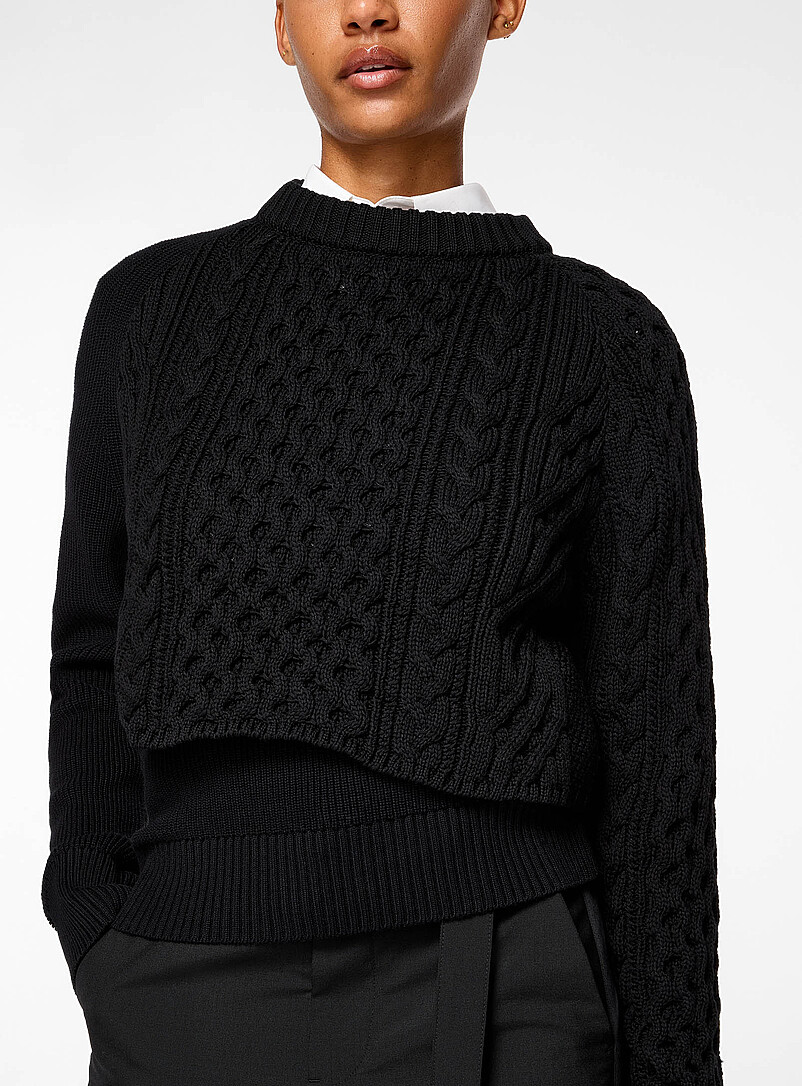 Layered cable-knit sweater product image 2