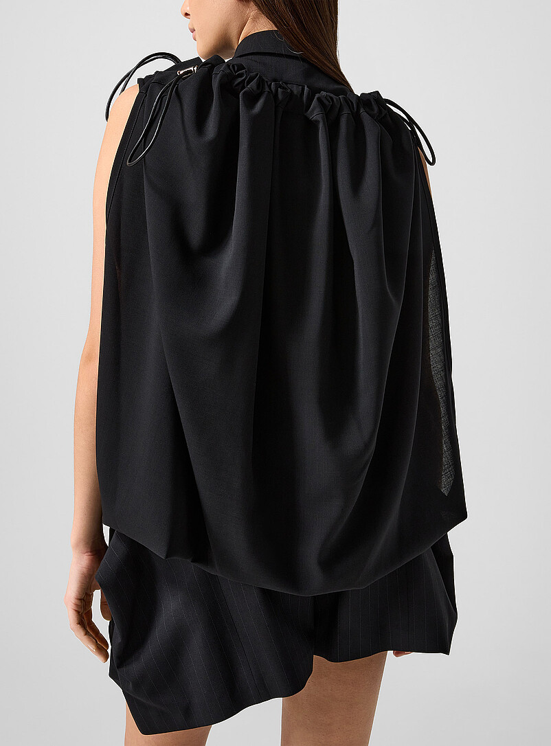 Drawcord draped pure wool blouse product image 3