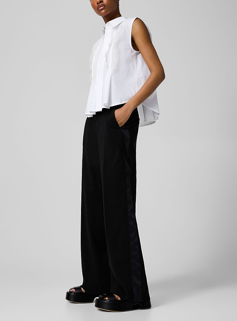 Satiny Stripes Pure Wool Tuxedo Pant
