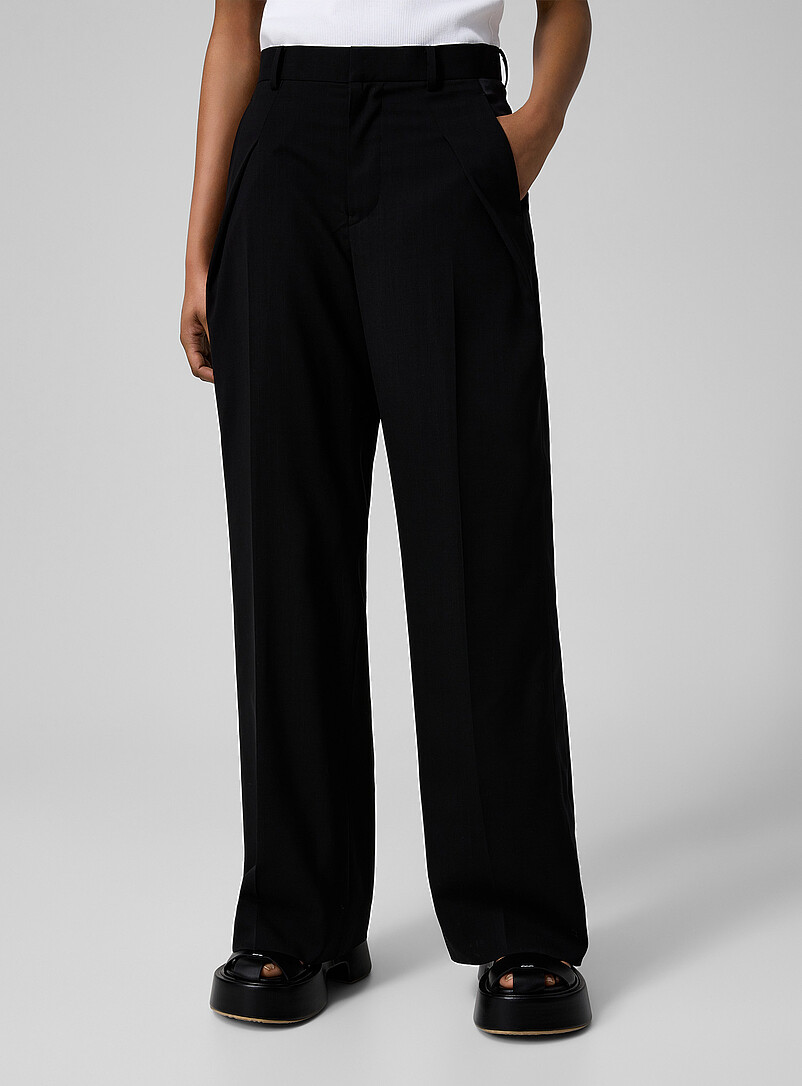 Satiny stripes pure wool tuxedo pant product image 2
