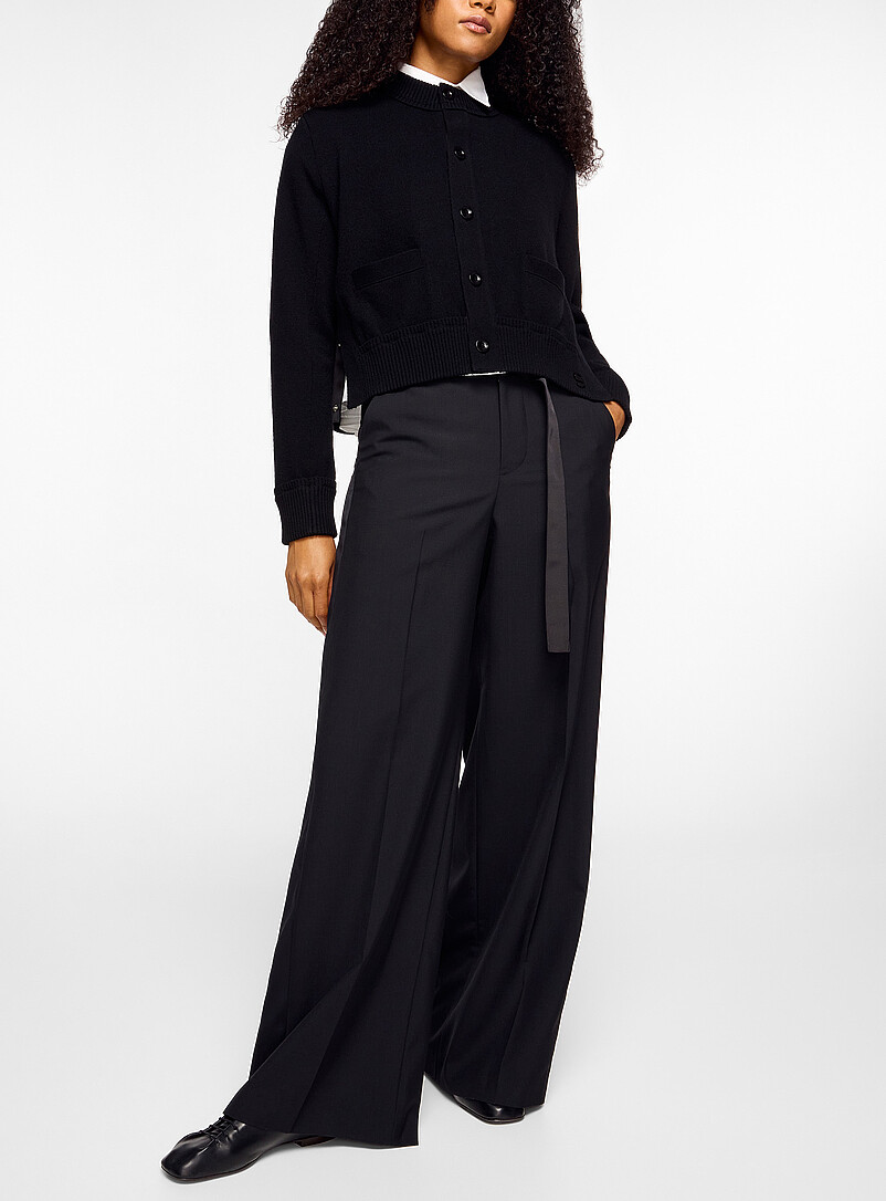 Satiny stripes pure wool tuxedo pant product image (primary)