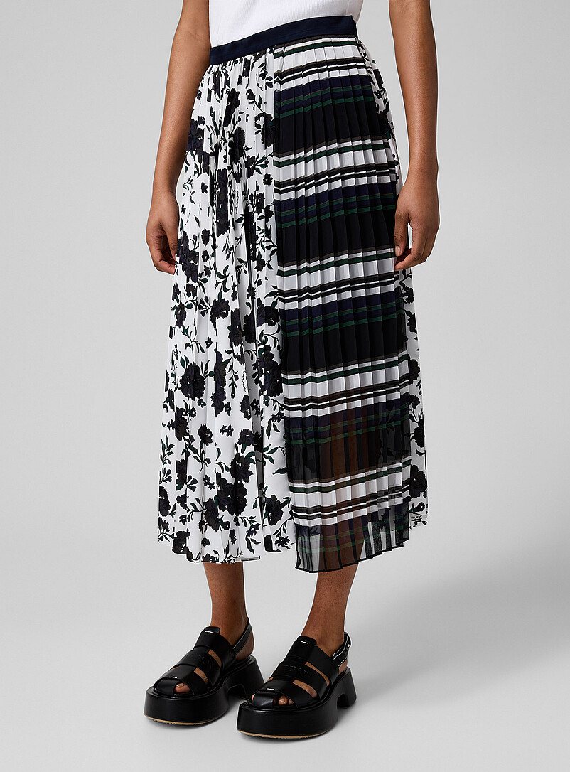 Stripes and flowers pleated midi skirt product image 2