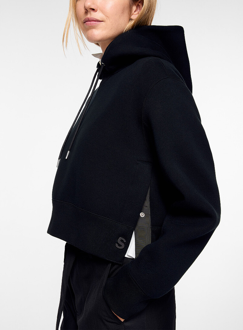 Buttoned slits cropped hoodie product image (primary)