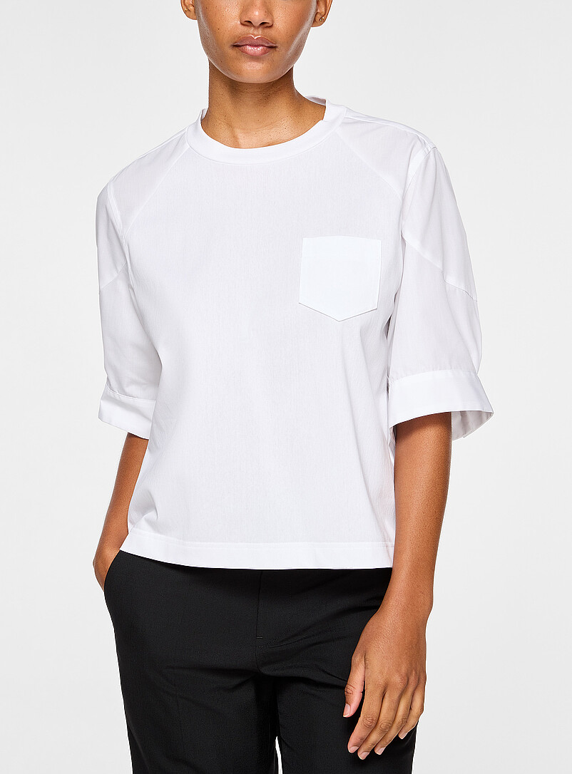 Puff-sleeve poplin T-shirt product image (primary)