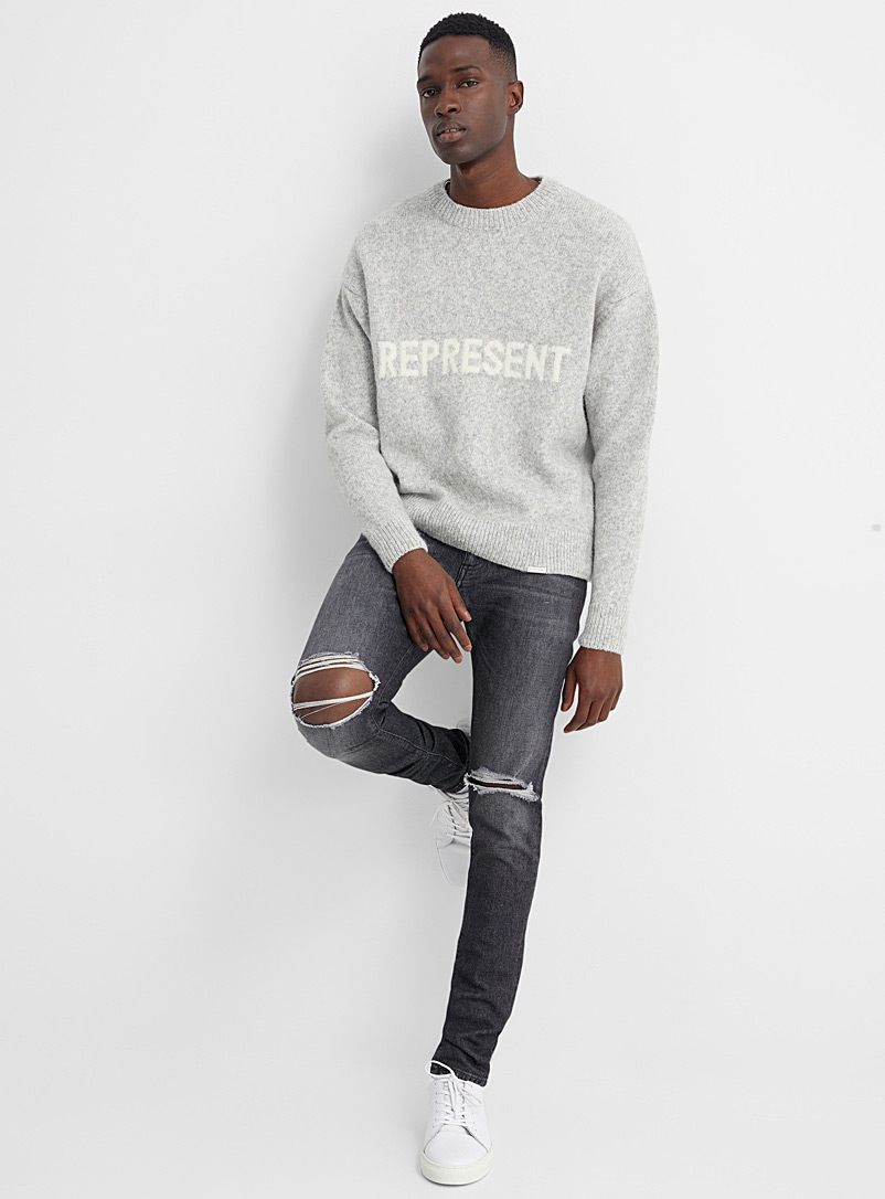Represent Black Distressed faded jean Skinny fit for men