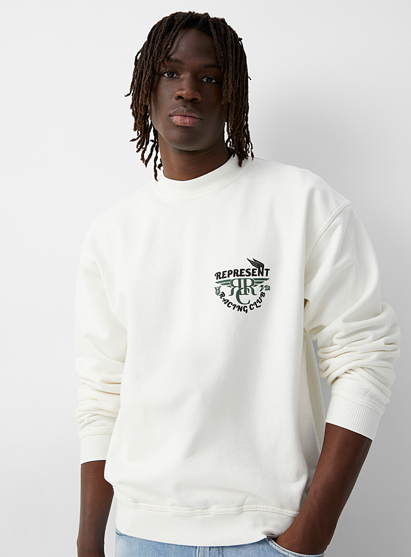 Represent Ivory White Racing Club sweatshirt for men