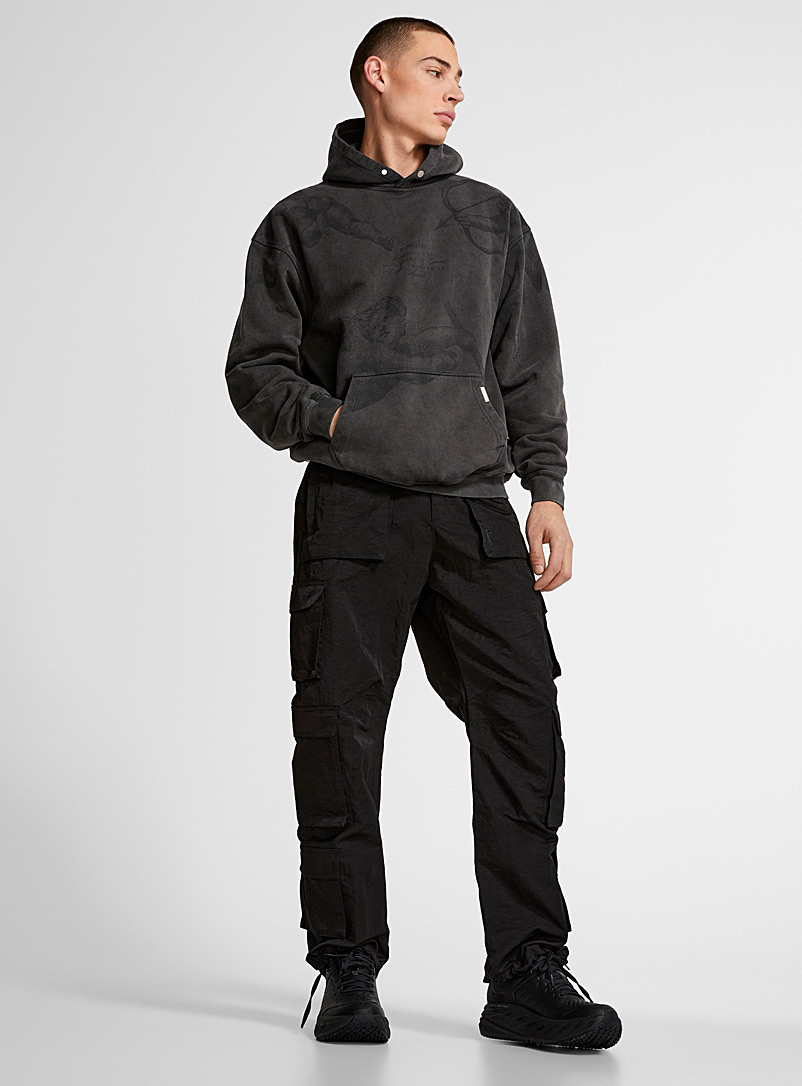 Represent Black Structured nylon cargo pant for men