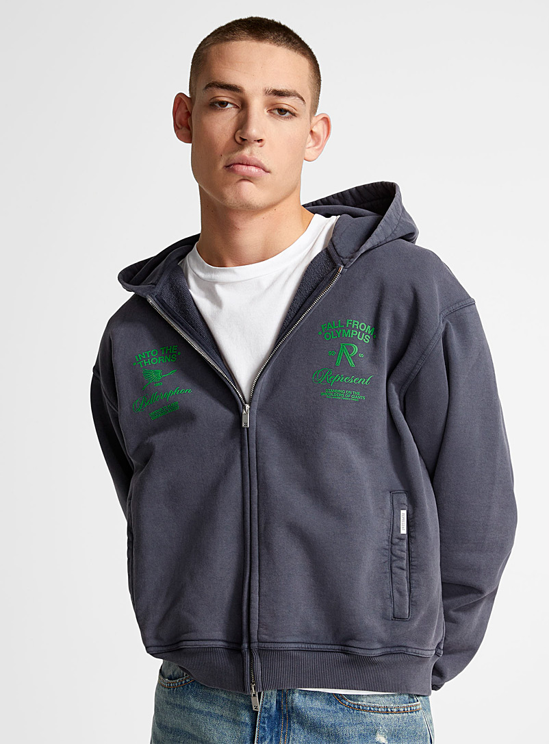 Represent Grey Fall From Olympus zip-up hoodie for men