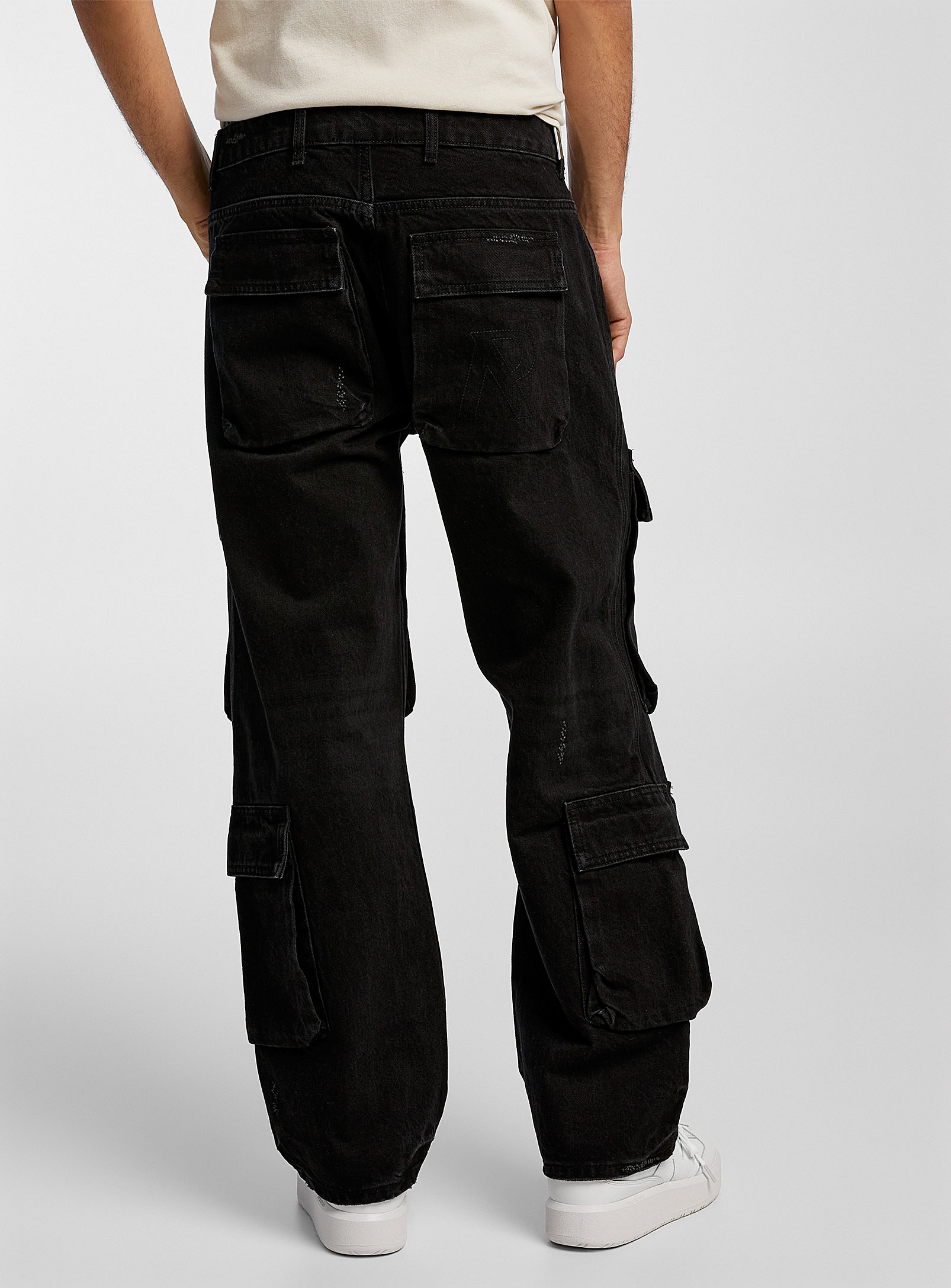 Represent - Le jean cargo R3 noir délavé Coupe relaxe