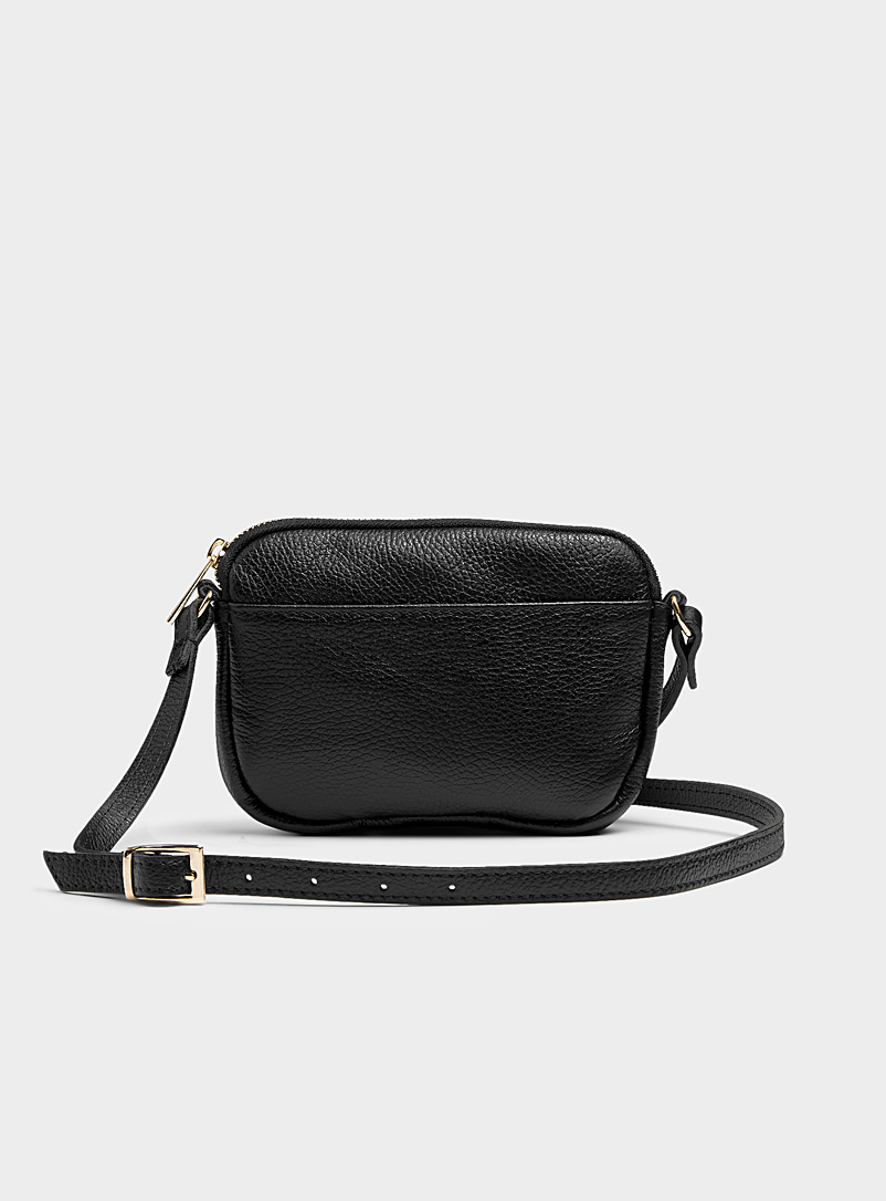 Simons Black Small pebbled leather rectangular shoulder bag Exclusive collection from Italy for women