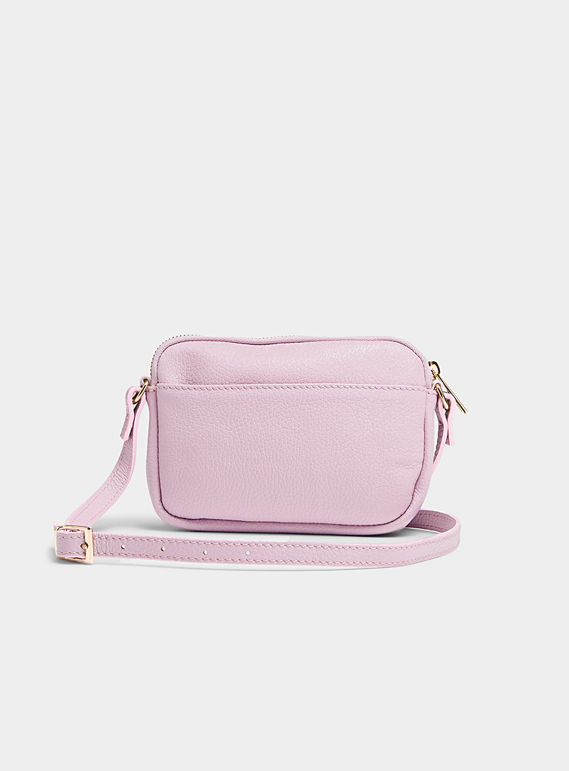 Simons Dusky Pink Small pebbled leather rectangular shoulder bag Exclusive collection from Italy for women