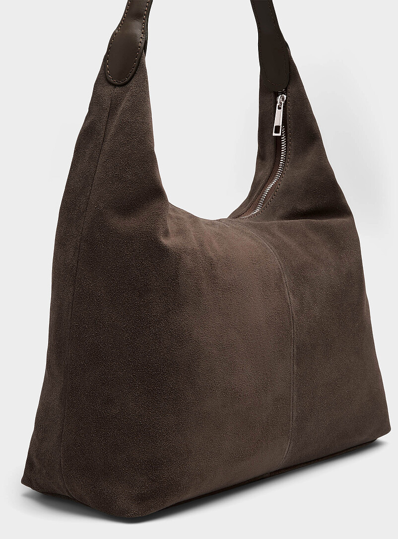 Simons Chocolate/Espresso Minimalist suede hobo bag <b>Exclusive collection from Italy</b> for women