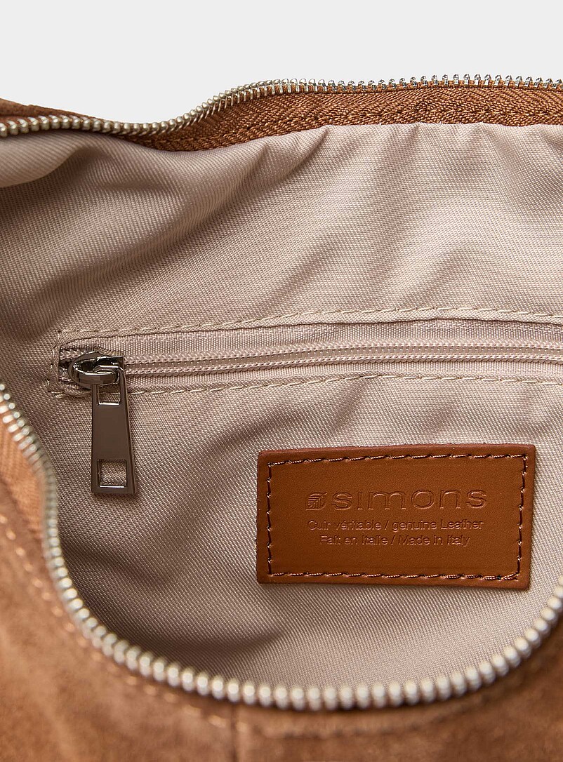 Simons Chocolate/Espresso Minimalist suede hobo bag <b>Exclusive collection from Italy</b> for women