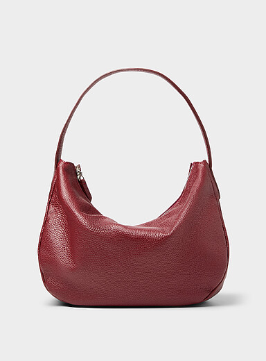 Minimalist pebbled leather XL shoulder bag <b>Exclusive collection from Italy</b>