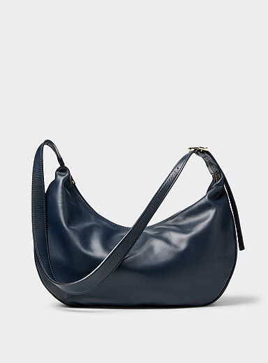 Textured-leather rounded hobo bag <b>Exclusive collection from Italy</b>