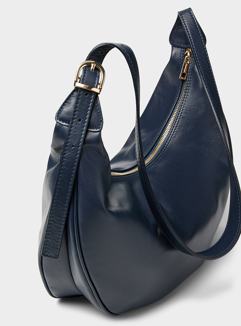 Simons Taupe Textured-leather rounded hobo bag <b>Exclusive collection from Italy</b> for women