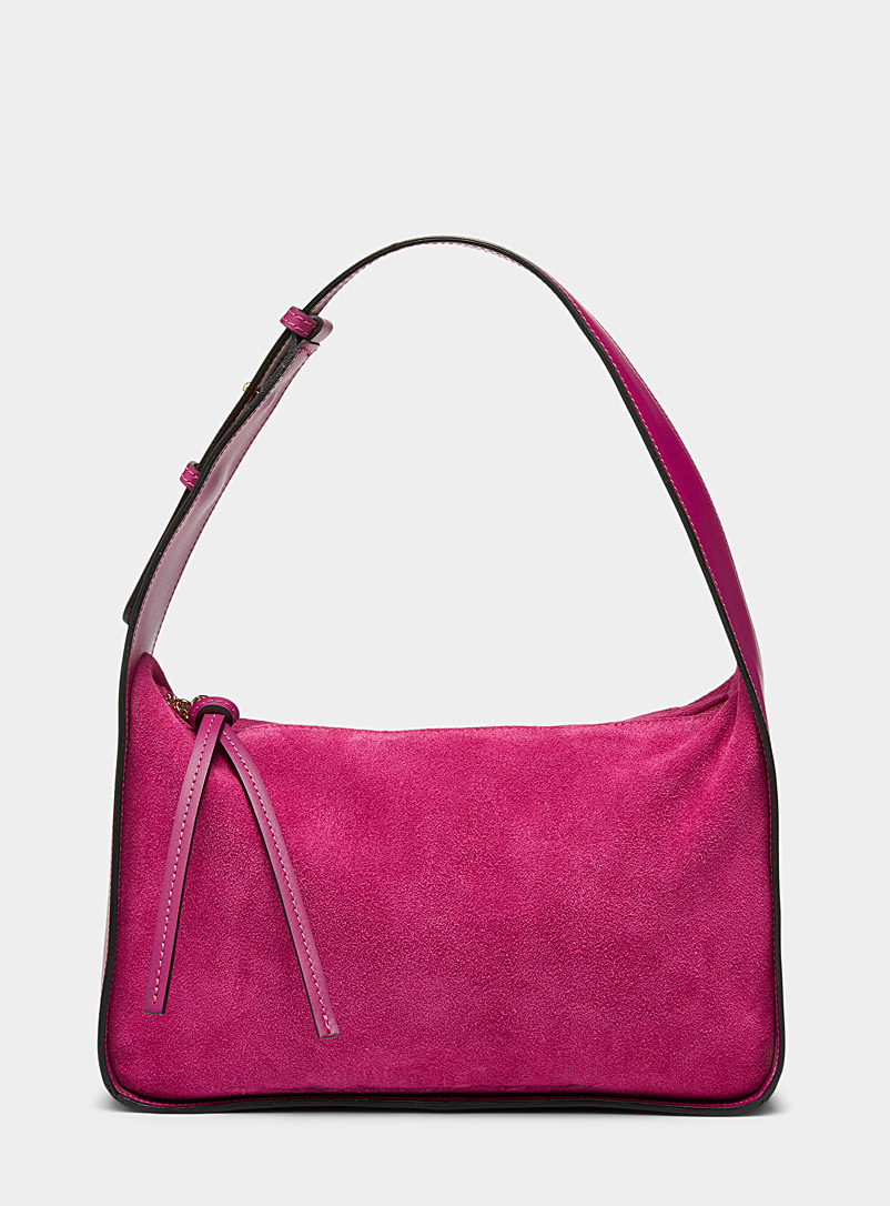 Simons Pink Monochrome suede and leather bag for women