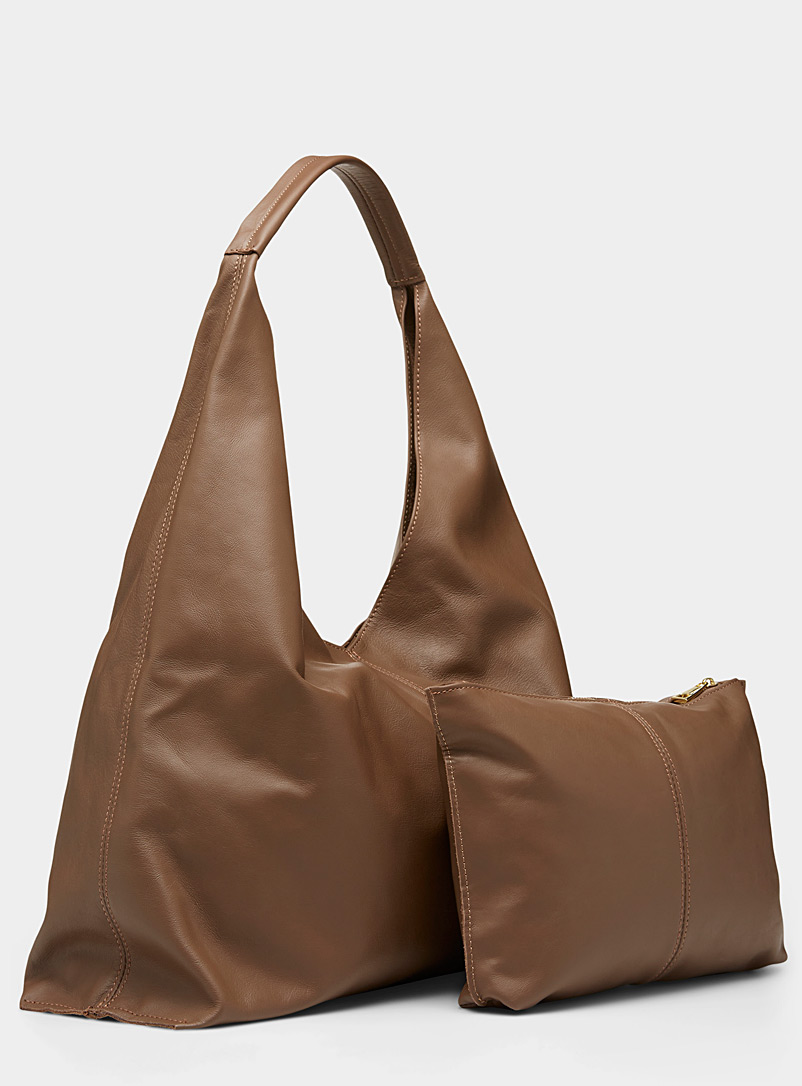 Simons Patterned Black Supple leather hobo tote bag for women