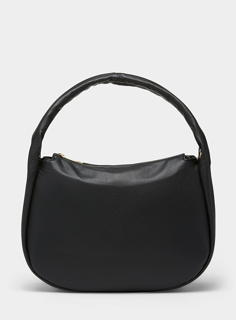 Simons: Le sac besace cuir souple Noir pour femme