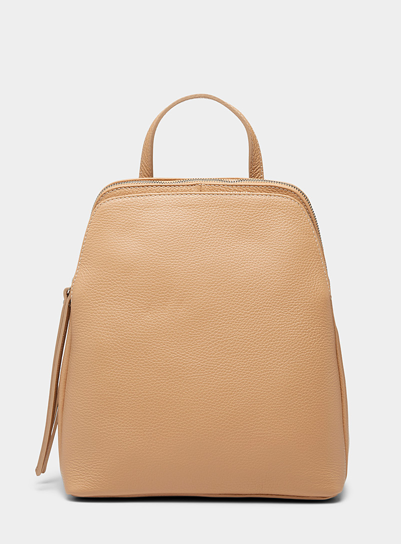 Simons Tan Minimalist leather backpack for women