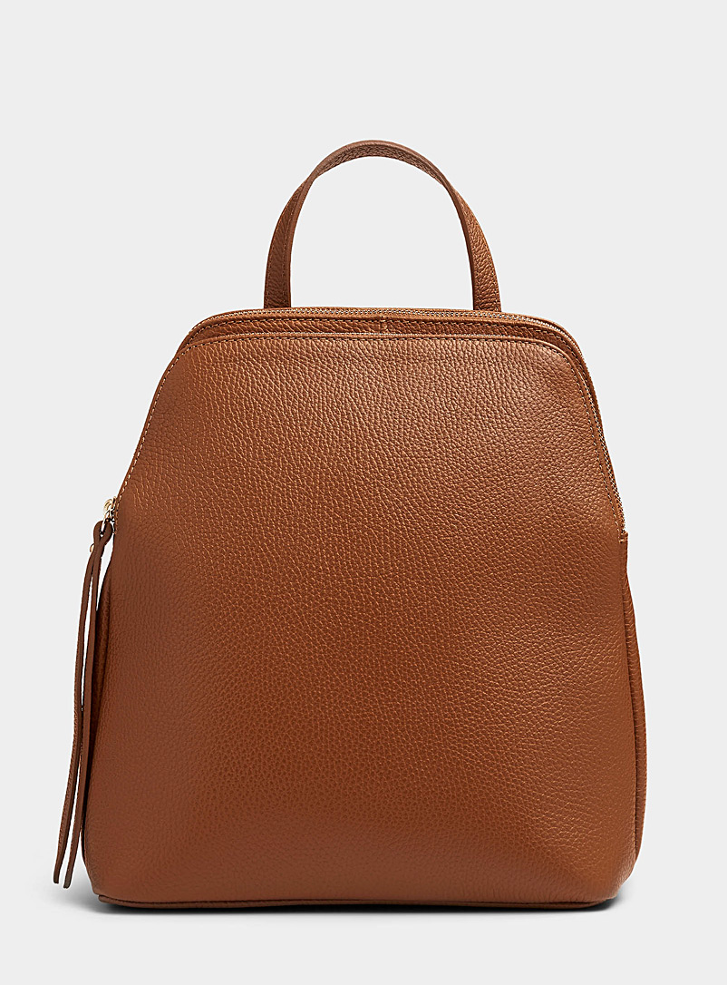 Two compartments leather backpack Exclusive collection from Italy