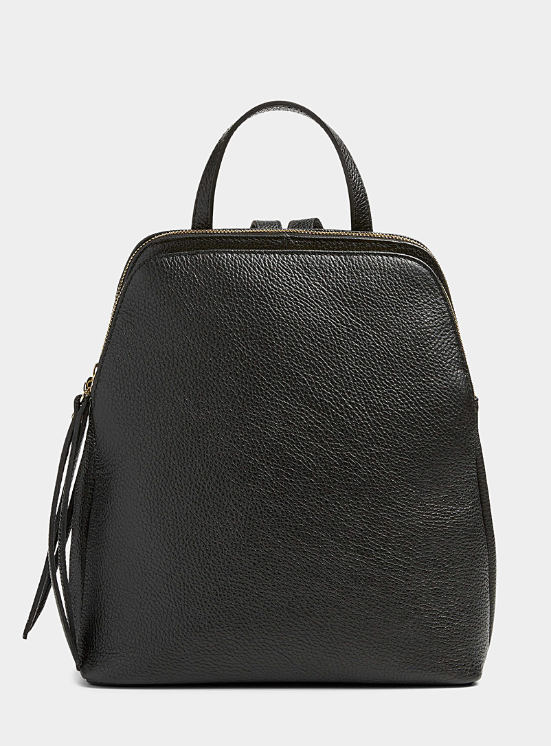 Simons Charcoal Two compartments leather backpack Exclusive collection from Italy for women