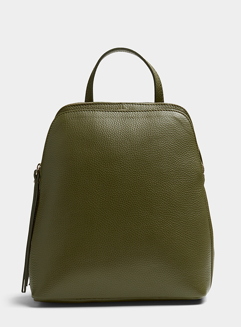 Simons: Le sac à dos cuir double compartiment Collection exclusive d'Italie Vert pour femme