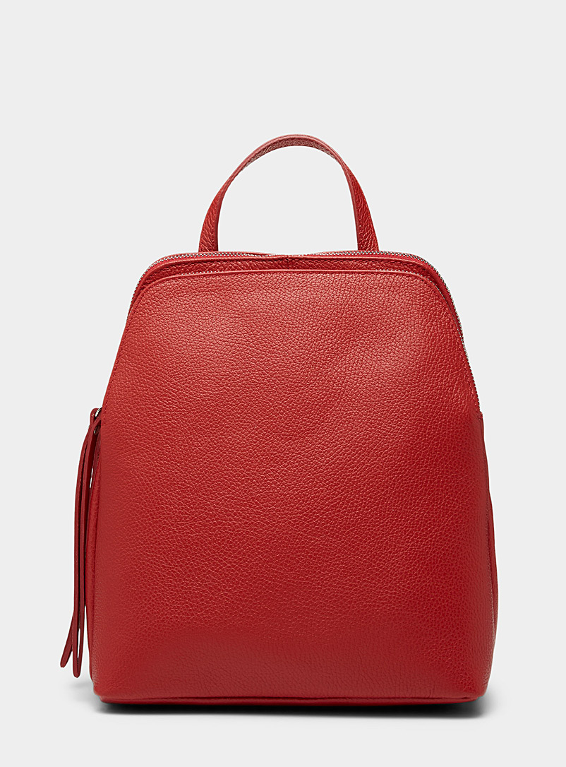 Simons Red Minimalist leather backpack for women