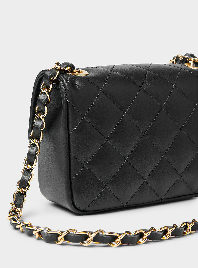 Simons: Le petit sac cuir lisse matelass&eacute; <b>Collection exclusive d'Italie</b> Noir pour femme