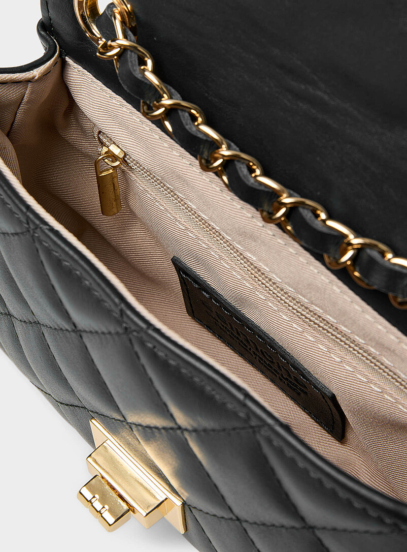 Simons Black Small quilted smooth leather bag <b>Exclusive collection from Italy</b> for women