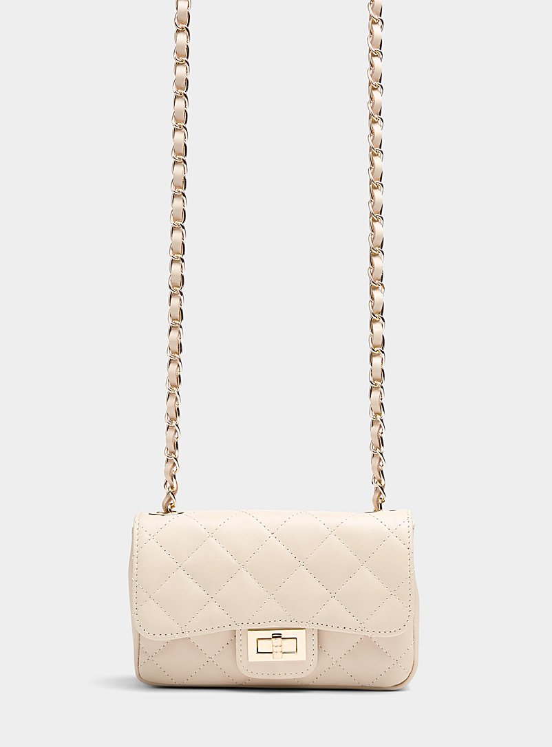 Simons Ivory White Small quilted smooth leather flap bag Exclusive collection from Italy for women