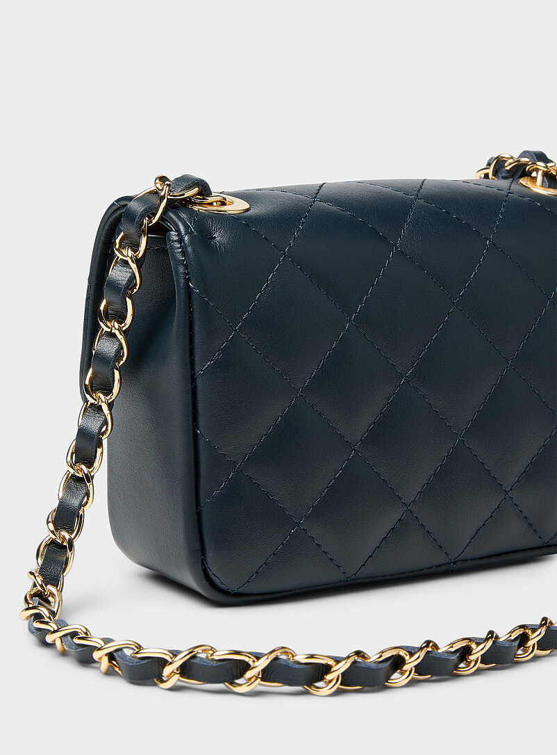 Simons Black Small quilted smooth leather bag <b>Exclusive collection from Italy</b> for women