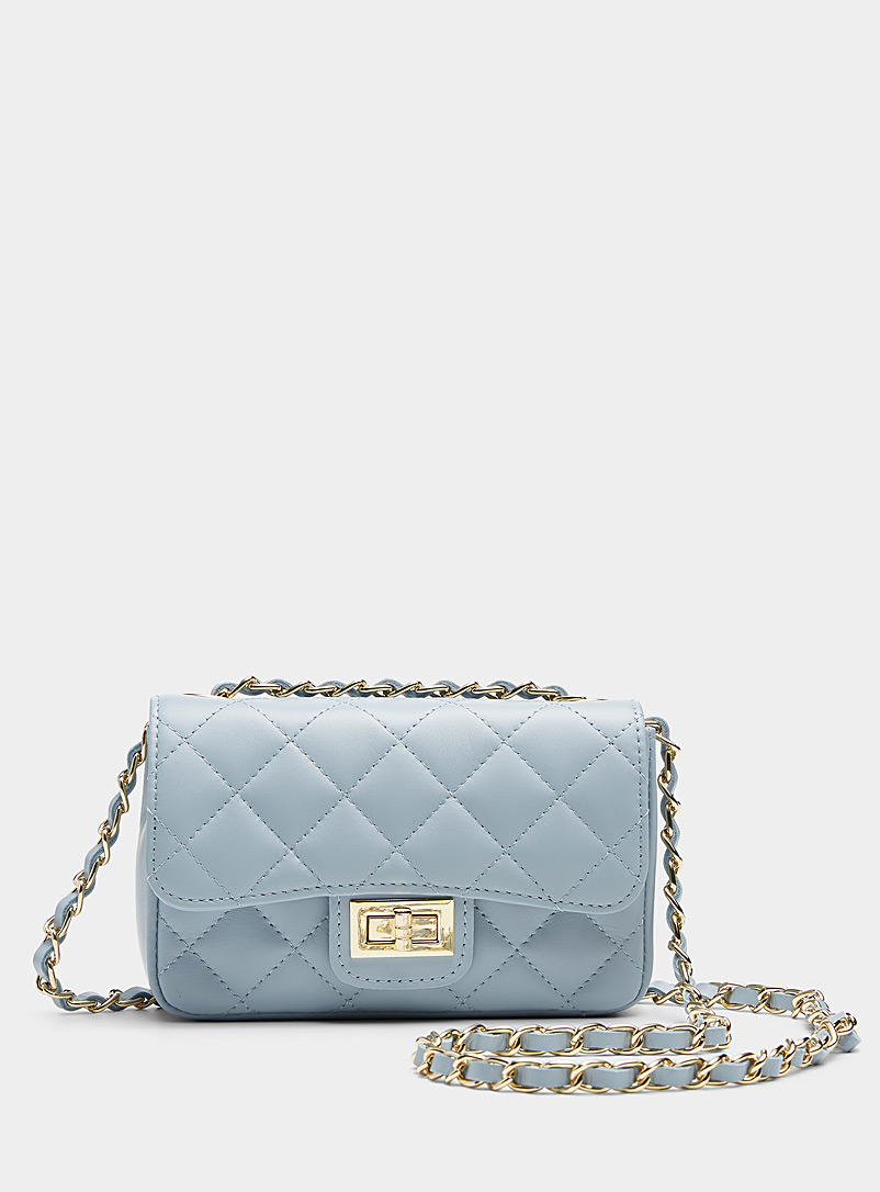 Simons Baby Blue Small quilted smooth leather flap bag Exclusive collection from Italy for women