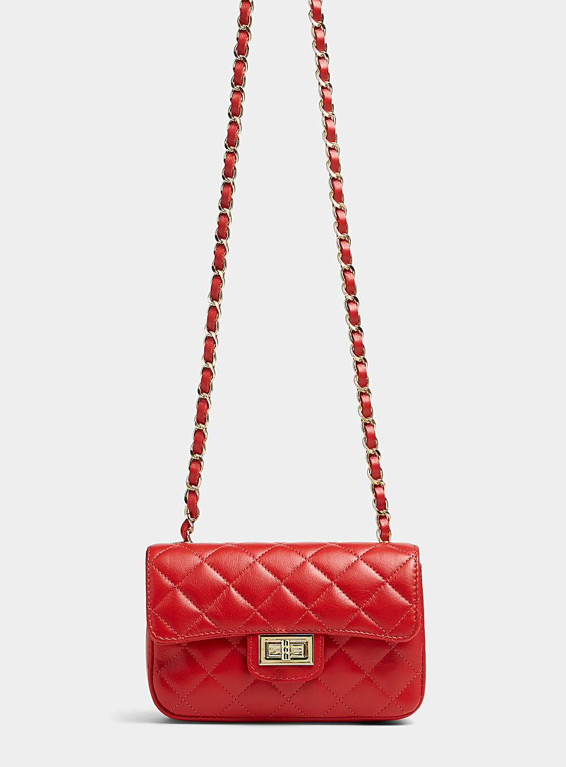 Simons Red Small quilted smooth leather flap bag Exclusive collection from Italy for women