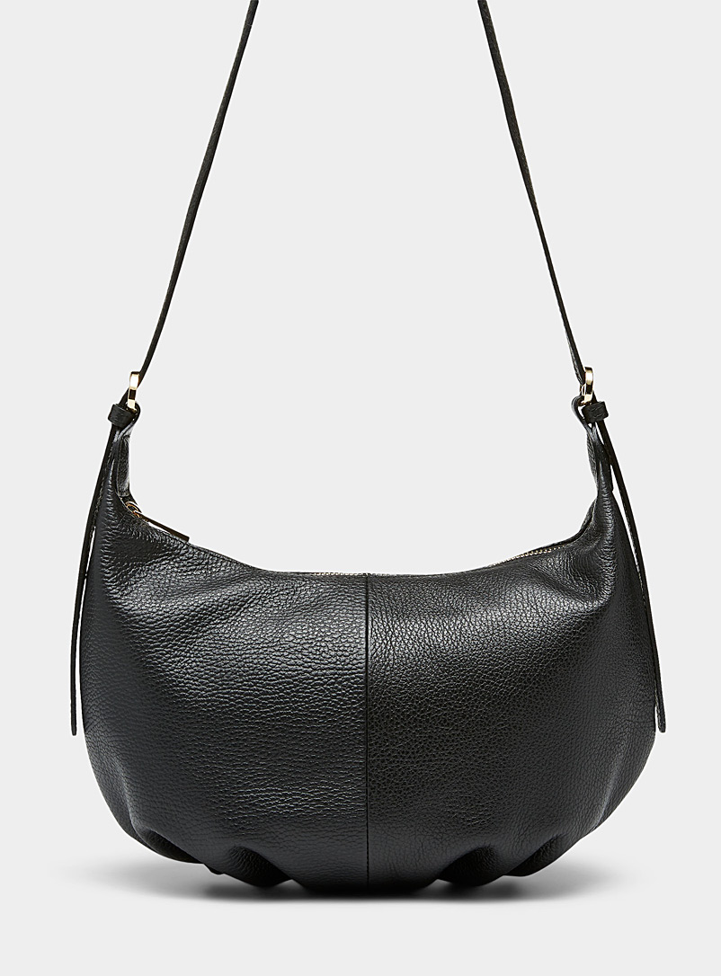 Grained leather half-moon crossbody bag | Simons | Shop Women's Suede ...