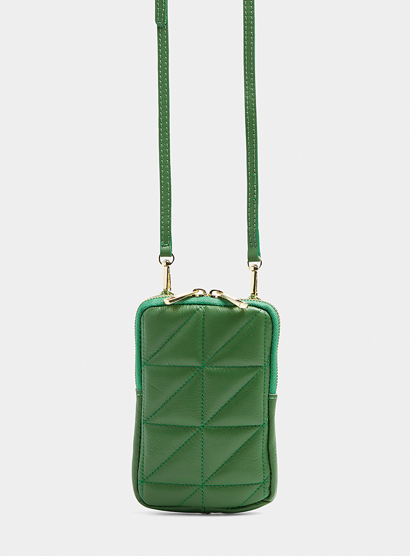 Simons Green Quilted triangle phone clutch for women
