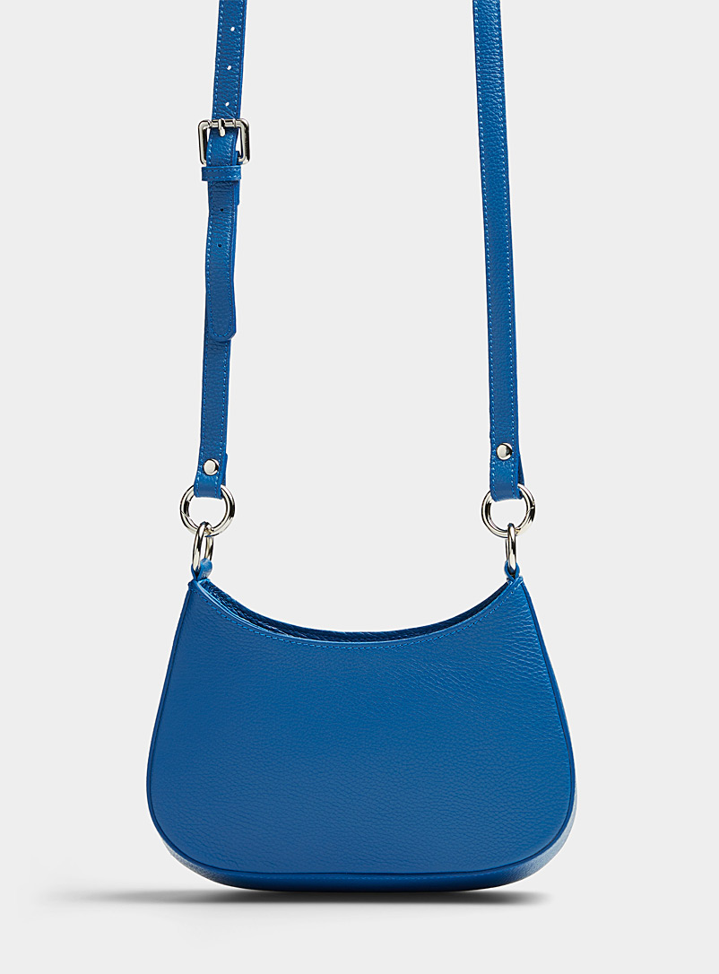 Simons Blue Grained angular half-moon bag for women