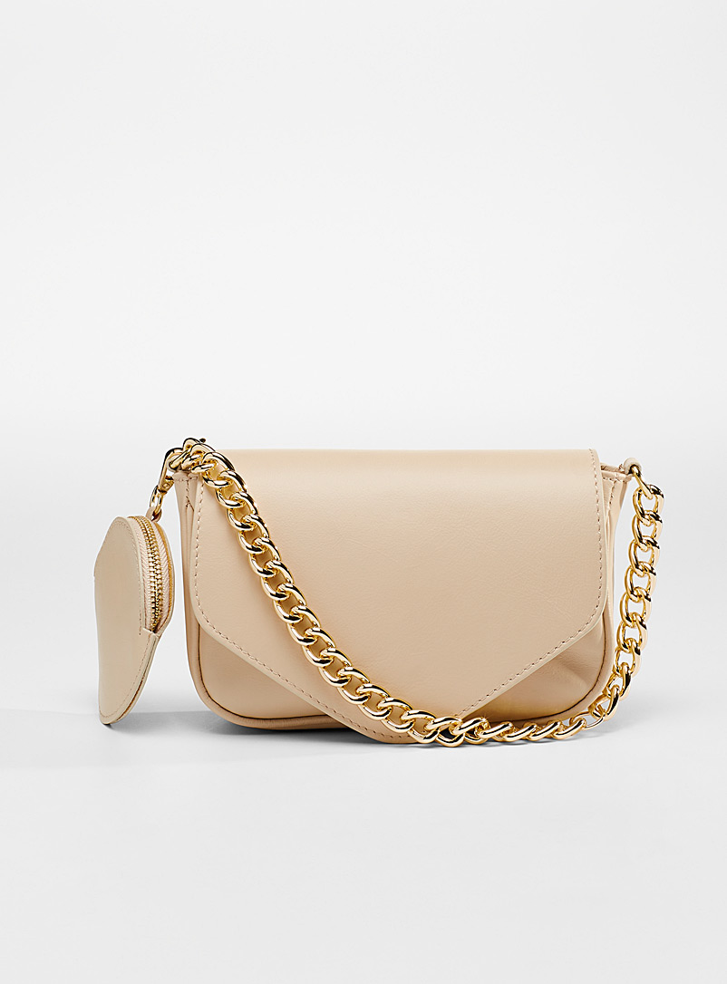 Simons Ivory White Chain flap leather mini bag for women