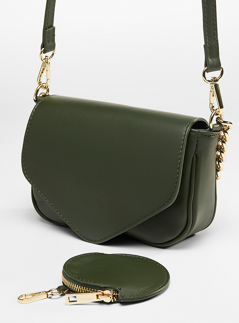 Simons Green Chain flap leather mini bag for women