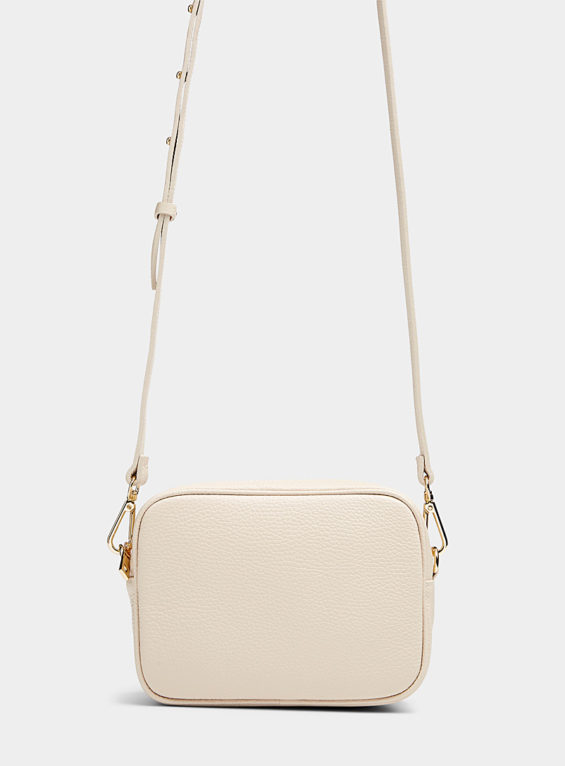 Simons Ivory White Pebbled minimalist camera bag for women