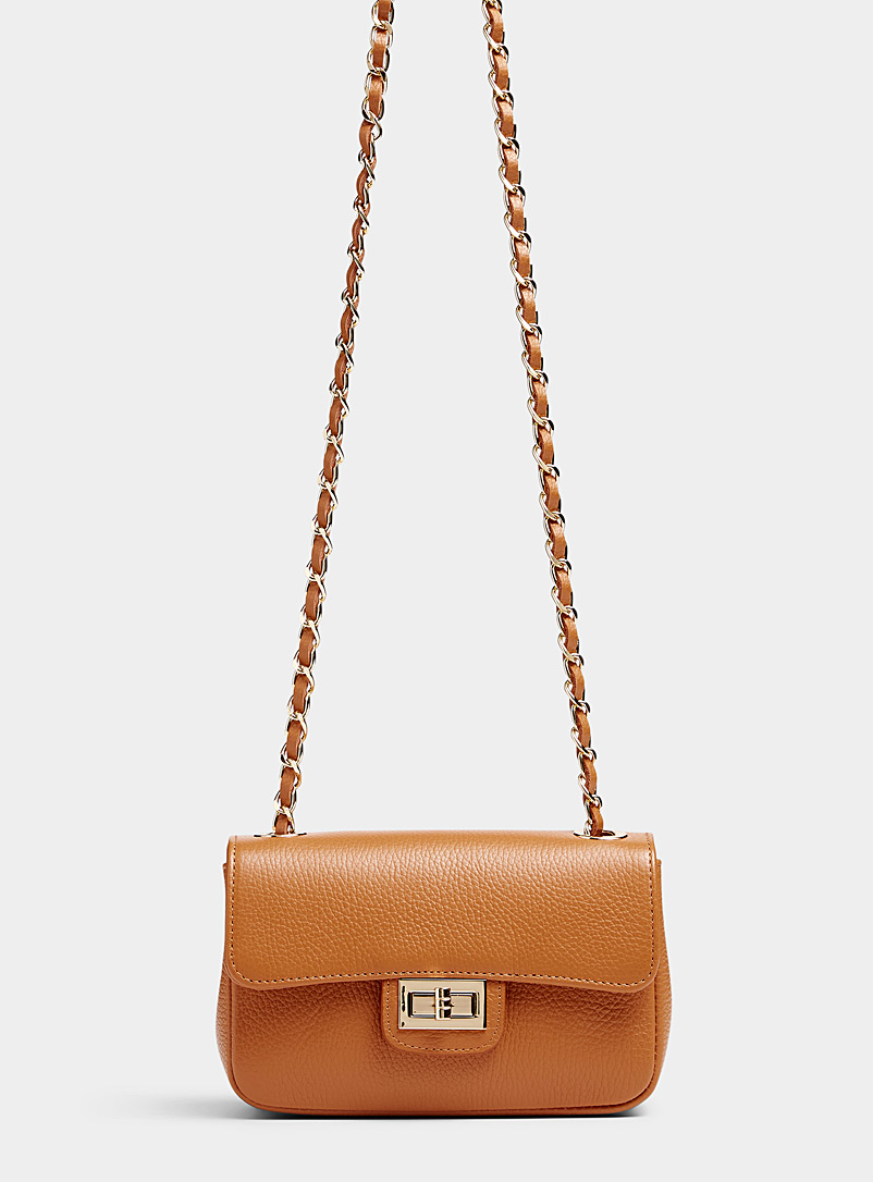 Simons Fawn Small pebbled leather flap bag for women